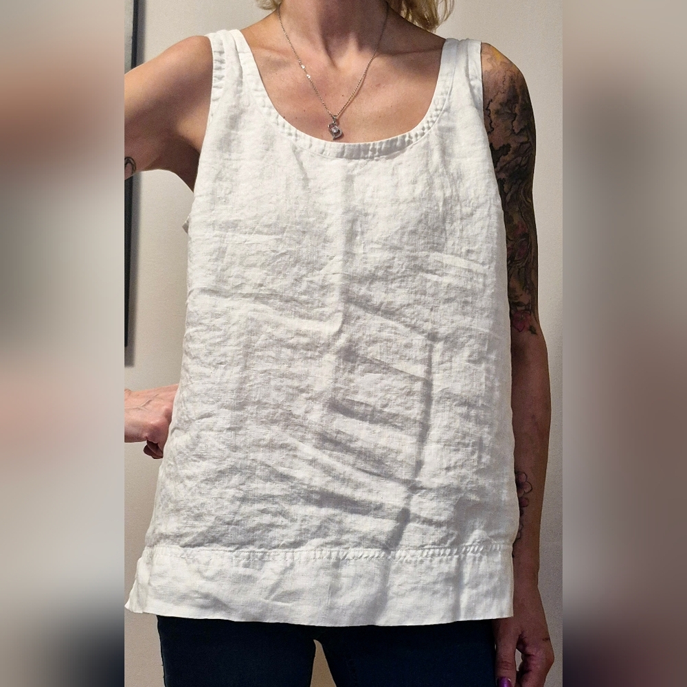 White Linen Sleeveless Top